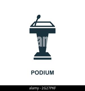 Podium icon. Monochrome simple element from presentation collection. Creative Podium icon for web design, templates, infographics and more Stock Vector