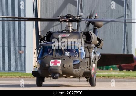 A U.S. Army UH-60 Black Hawk helicopter. Stock Photo