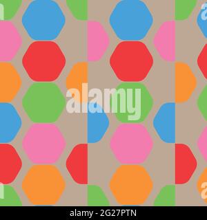 Vector of rows of multicolored shapes. Parallelogram pattern. Technology geometry background. Geometric seamless pattern with polygons Stock Vector