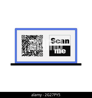 Scan me icon with laptop. Symbol or emblem Stock Vector