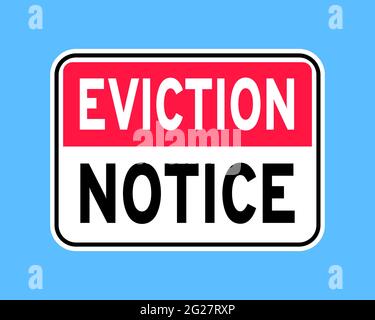 House eviction notice legal document icon sign vector illustration flat style design. Notice to vacate form eviction credit debt real estate business Stock Vector