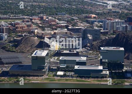 An aerial view of Sun Devil Stadium on the campus of Arizona State Univeristy, Tuesday, June 8, 2021, in Tempe, Ariz. The stadium is the home of the A Stock Photo