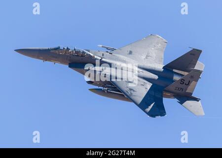 A U.S. Air Force F-15E Strike Eagles. Stock Photo