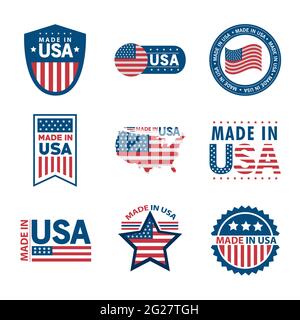 nine made in usa set icons Stock Vector
