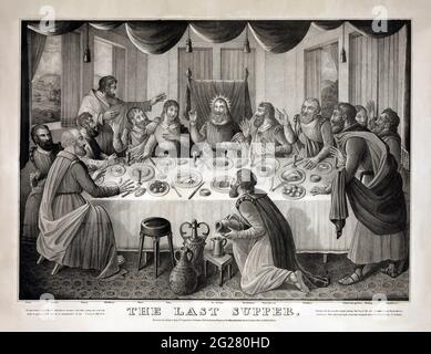 Jesus and his disciples at the Last Supper, New Testament. Stock Photo