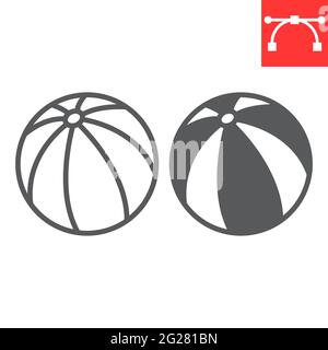 Beach ball line and glyph icon Stock Vector