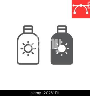 Sunscreen line and glyph icon Stock Vector