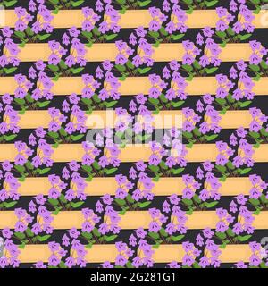 Seamless pattern with sticking plasters and purple flowers. Medical patch repeat texture. Stock Vector