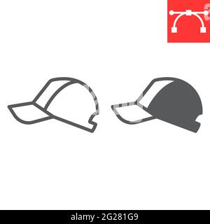Baseball cap line and glyph icon Stock Vector