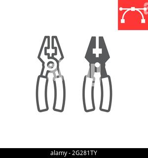 Line pliers icon as an editable outline for web design Stock Vector ...
