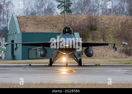 Fully armed quick reaction alert F-16AM of the Belgian Air Force. Stock Photo