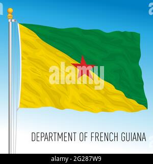 French Guiana regional flag, territory of France, south america, vector illustration Stock Vector