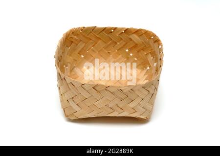 Traditional containers made of bamboo white background Stock Photo