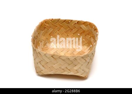 Traditional containers made of bamboo white background Stock Photo