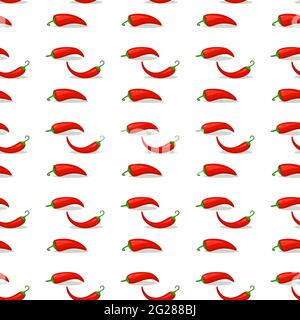 Simple hot chilli pepper pattern with various icons and symbols on white background flat vector illustration Stock Vector