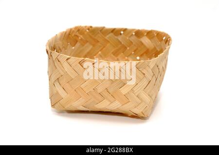 Traditional containers made of bamboo white background Stock Photo