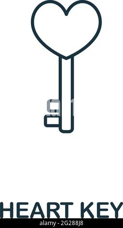 Heart Key icon from valentines day collection. Simple line element ...