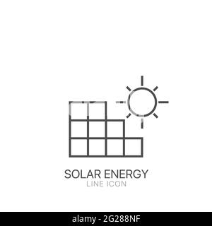 Solar energy outline simple vector icon. Editable stroke Stock Vector