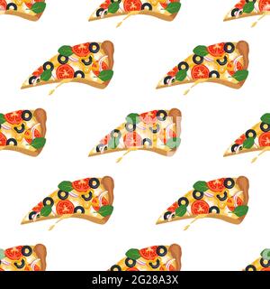Bright seamless pattern with slices of pizza Stock Vector