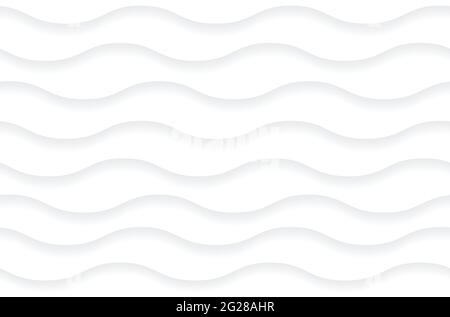 Wavy seamless pattern. Abstract background of wavy lines with shadow.  3D vector texture. Stock Vector