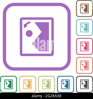 Rotate image left simple icons in color rounded square frames on white background Stock Vector