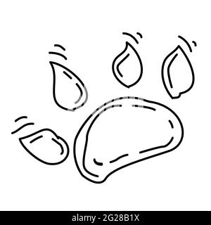 Hiking adventure bear footprint ,trip,travel,camping. hand drawn icon design, outline black, doodle icon, vector icon. Stock Vector