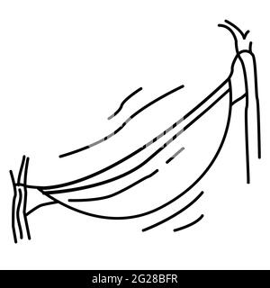 Hiking adventure hammock ,trip,travel,camping. hand drawn icon design, outline black, doodle icon vector icon Stock Vector