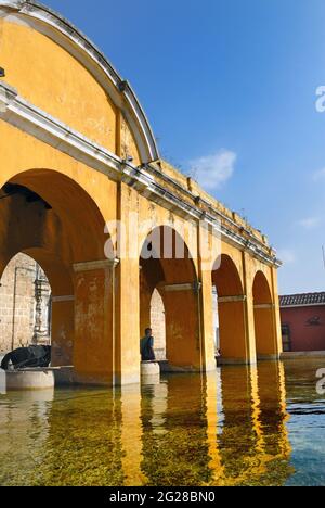 Tank the Union, in colonial city of Antigua Guatemala, national and foreign tourism. Stock Photo