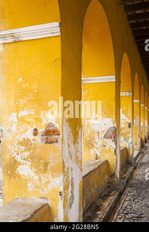 Tank the Union, in colonial city of Antigua Guatemala, national and foreign tourism. Stock Photo