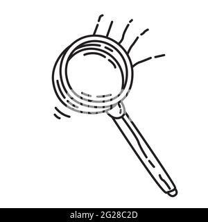 Hiking adventure magnifier ,trip,travel,camping. hand drawn icon design, outline black, doodle icon vector icon Stock Vector
