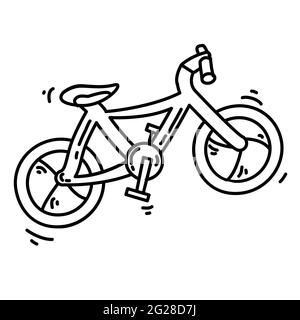 Hiking adventure bike ,trip,travel,camping. hand drawn icon design, outline black, doodle icon vector icon Stock Vector