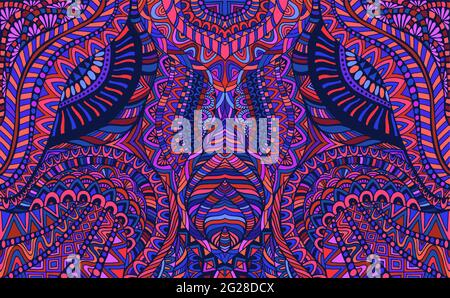 Amazing colorful ornamental kaleidoscope psychedelic bohemian background Stock Vector