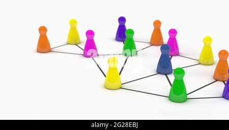 Social network and social media online web community and Internet networking concept 3D illustration on white background. Stock Photo