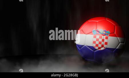 Soccer ball in flag colors on a dark abstract background. Croatia. 3D image. Stock Photo