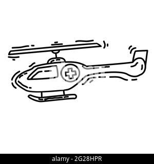 Hiking adventure helicopter ,trip,travel,camping. hand drawn icon design, outline black, doodle icon vector icon Stock Vector
