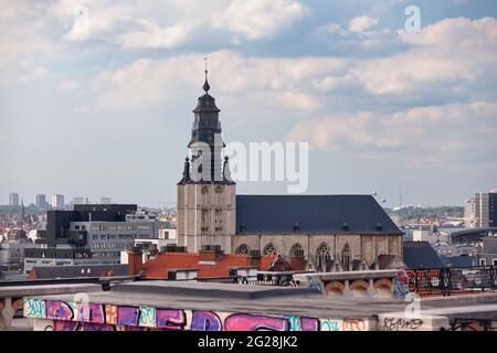 Brussels, Belgium - July 02 2019: The Church of Our Lady of the Chapel is a Roman Catholic church situated in the Marolles district of Brussels, Belgi Stock Photo