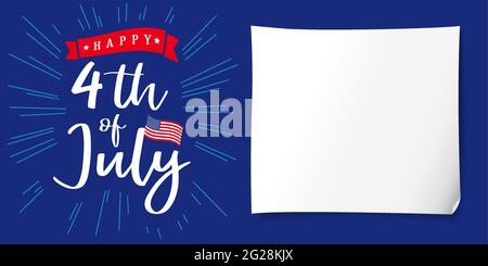 Happy Independence Day USA creative banner. Isolated abstract graphic design template. Red, blue, white colors. Sheet of paper. Decorative logo concep Stock Vector