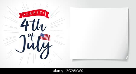 Happy Independence Day USA creative banner. Isolated abstract graphic design template. Red, blue, white colors. Sheet of paper. Decorative logo concep Stock Vector