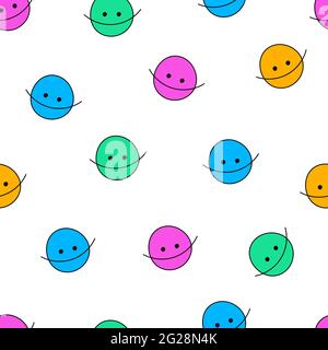 Background with funny faces for April Fools Day. Abstract colorful round faces with smiles. Stock Vector