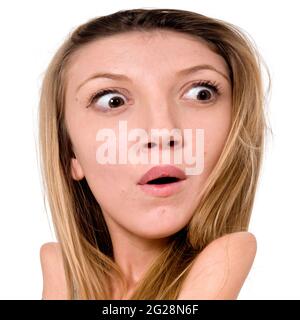 Digitally distorted image of a Surprised Young teen girl Stock Photo