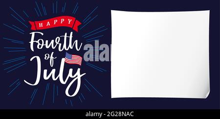 Happy Independence Day USA creative banner. Isolated abstract graphic design template. Red, blue, white colors. Sheet of paper. Decorative logo concep Stock Vector