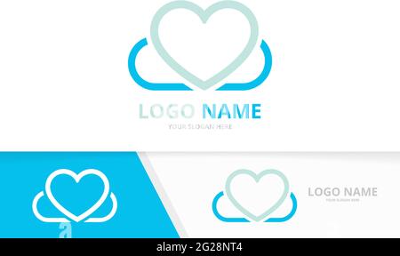 Vector heart logo combination. Love and cloud logotype design template. Stock Vector