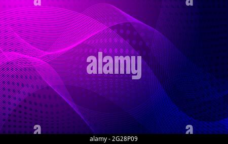 Purple geometric abstract pattern. Digital background with waves and dots Stock Vector