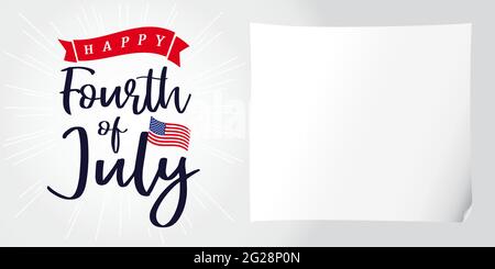 Happy Independence Day USA creative banner. Isolated abstract graphic design template. Red, blue, white colors. Sheet of paper. Decorative logo concep Stock Vector