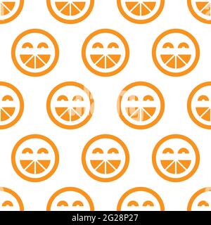 Seamless pattern with icons of smiling oranges Stock Vector