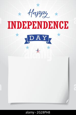 Happy Independence Day USA creative banner. Isolated abstract graphic design template. Red, blue, white colors. Sheet of paper. Decorative logo concep Stock Vector