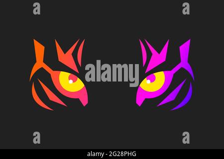 Tiger eyes icon. Tiger head isolated on black background Stock Vector