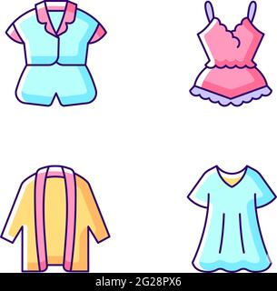 Homewear RGB color icons set Stock Vector