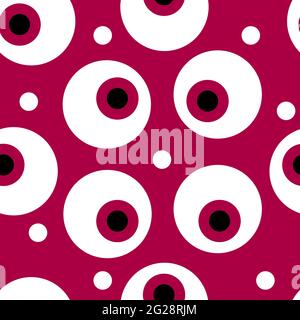 Seamless modern abstract pattern with cartoon eyes. Simple Halloween background. Pattern for textile, fabric Stock Vector
