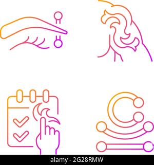 Tattoo and piercing types gradient linear vector icons set Stock Vector